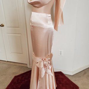 Princess Romy Champagne Long Formal Skirt | Satin Mermaid Style Special Occasion